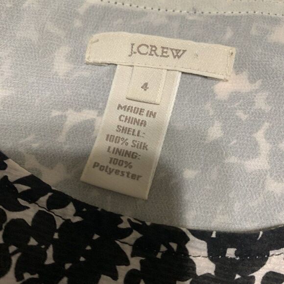 j crew womens 100% silk black white leaf print tank top 4 small - Picture 3 of 4